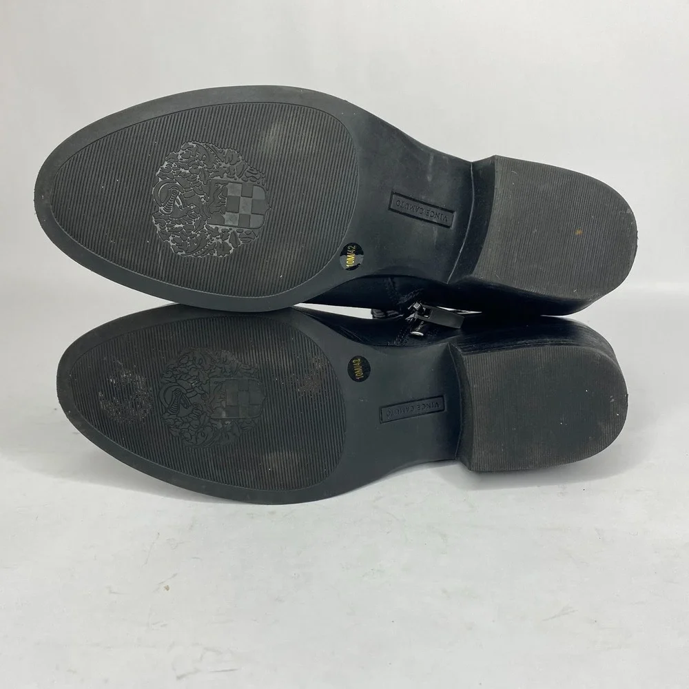 Vince Camuto VP-Peamer Womend Size 10‎ M Black Leather Bootie Strap Detail Zip